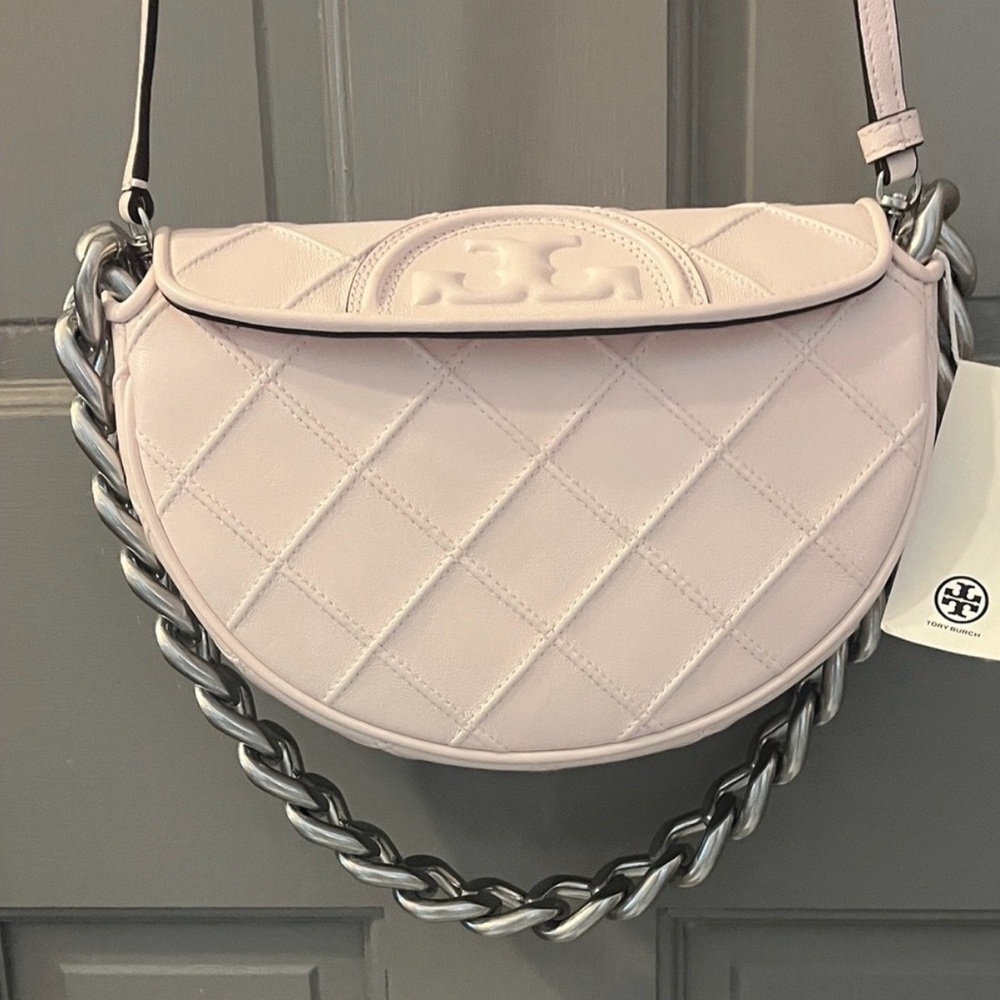 NWT Tory Burch Women Mini Fleming Soft Crescent Shoulder Leather Bag
